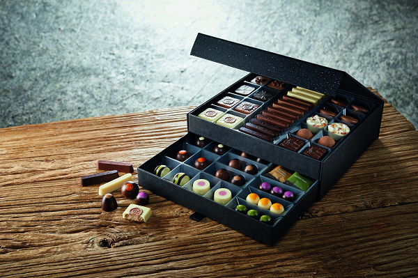 A large box of chocolates from Hotel Chocolat.