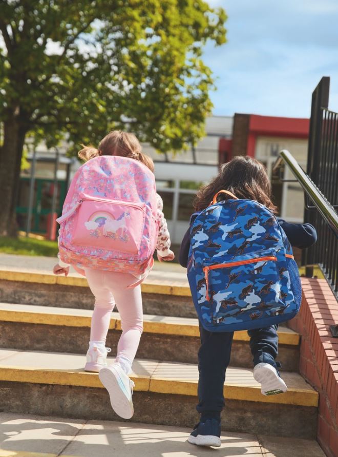 two kids wearing backpacks